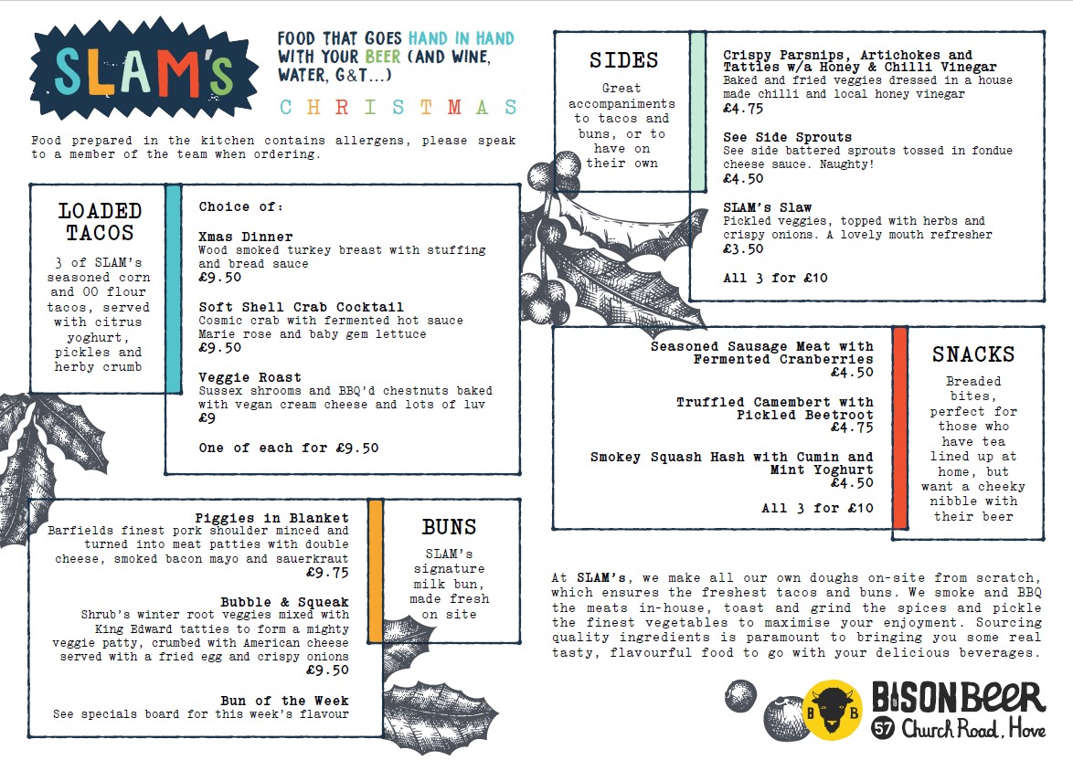 Slam Taco Bison Hove Menu